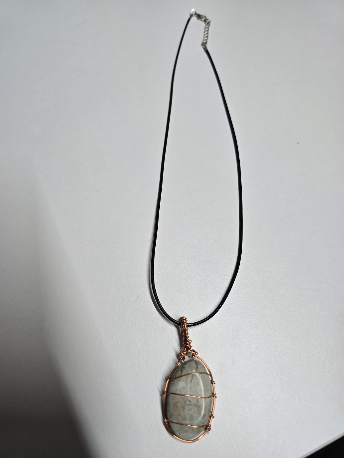 Blue Spotted Jasper Wire Wrapped Necklace
