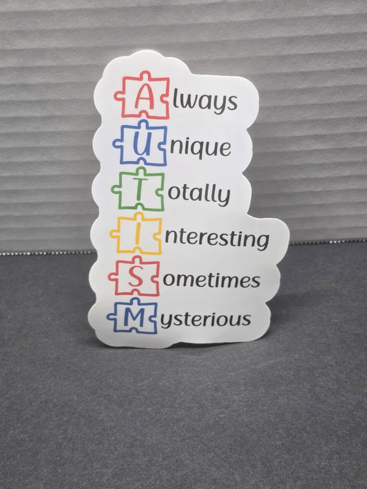 Autism puzzle saying sticker