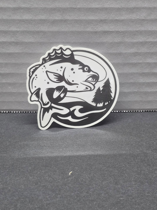 Bass fishing sticker