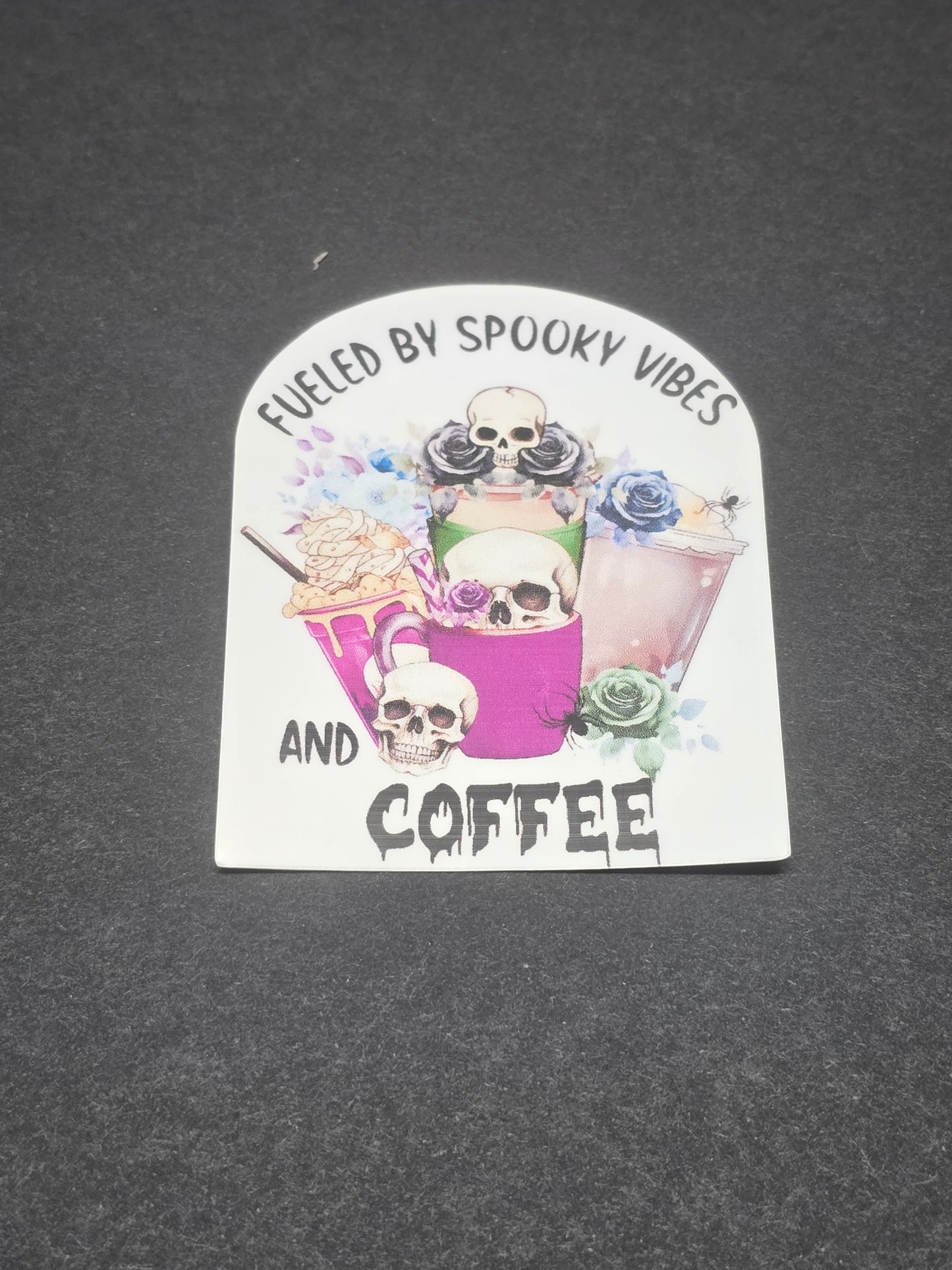 Spooky Vibes and Coffee Sticker