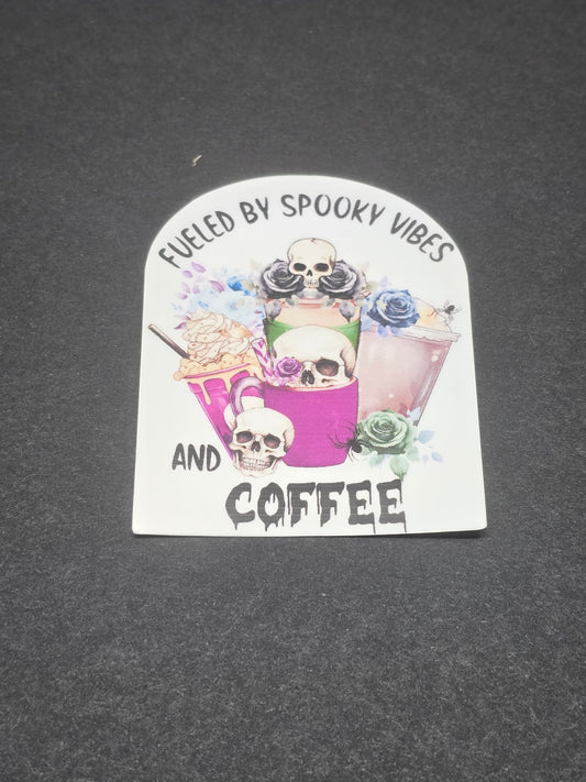 Spooky Vibes and Coffee Sticker